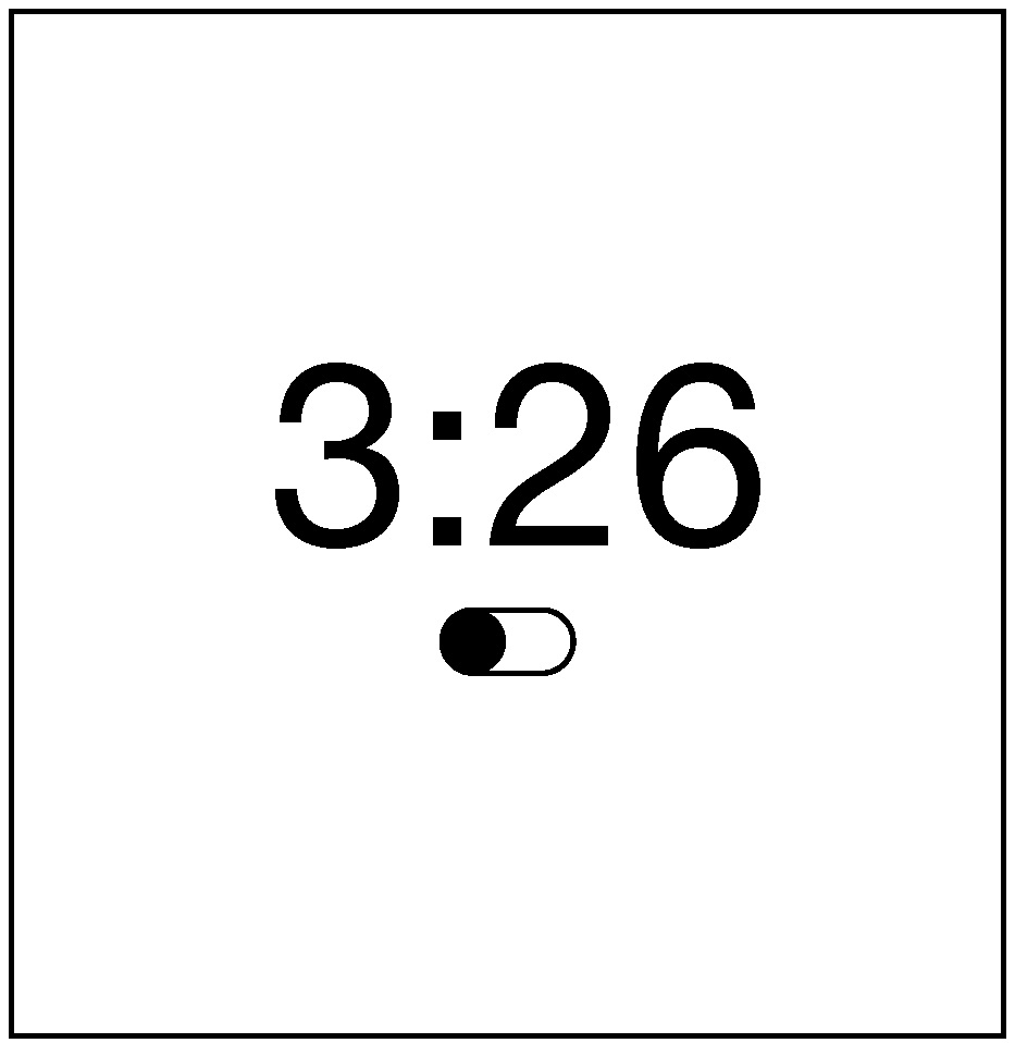 A wireframe of a alarm interface showing a time and an on/off swtich