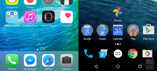 A screenshot of the iOS and Android home screens.