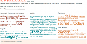 Tweet Collection is an interface that enables students to explore themes in tweets that they collected.
