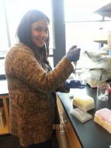 Michelle with pipette.