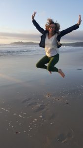 Jumping on the beach.