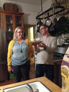 Bonnie and Peter with birthday cake.