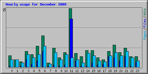 Hourly usage for December 2009