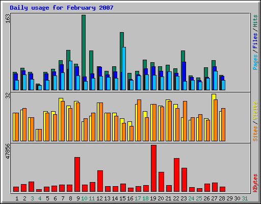 Daily usage for February 2007