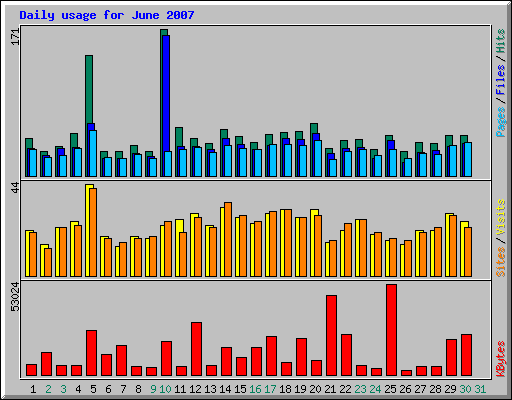 Daily usage for June 2007