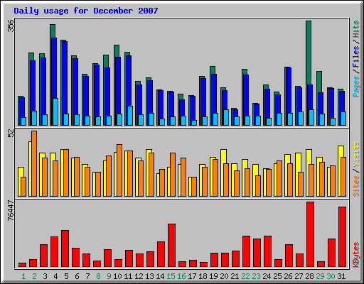 Daily usage for December 2007