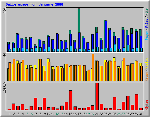 Daily usage for January 2008