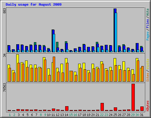 Daily usage for August 2009