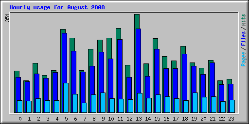 Hourly usage for August 2008