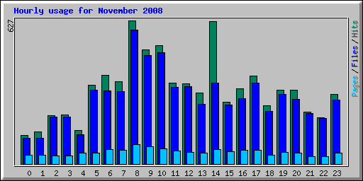 Hourly usage for November 2008