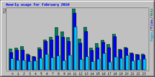 Hourly usage for February 2010