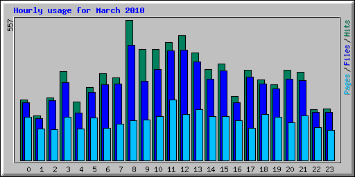 Hourly usage for March 2010