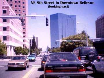 NE 8th Street,
looking East