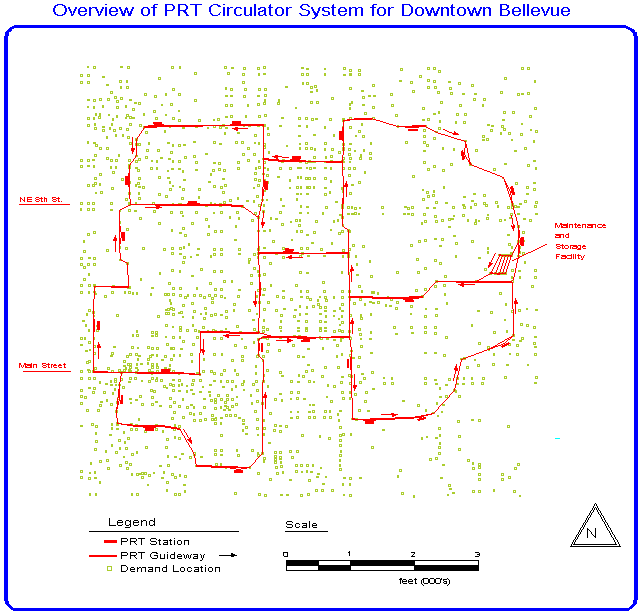 map of Bellevue PRT
network