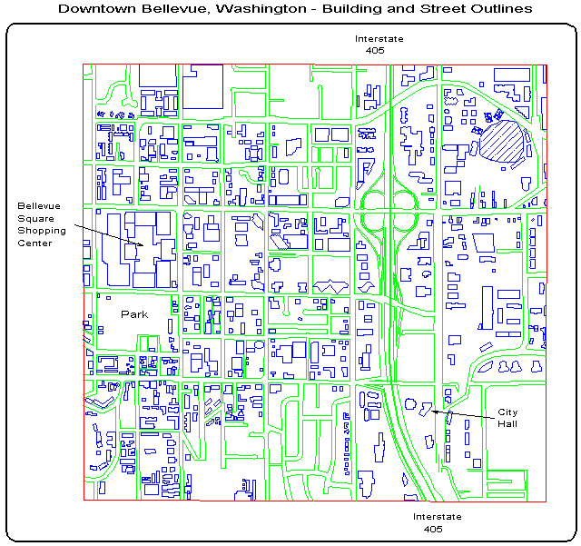 map of building and
street outlines