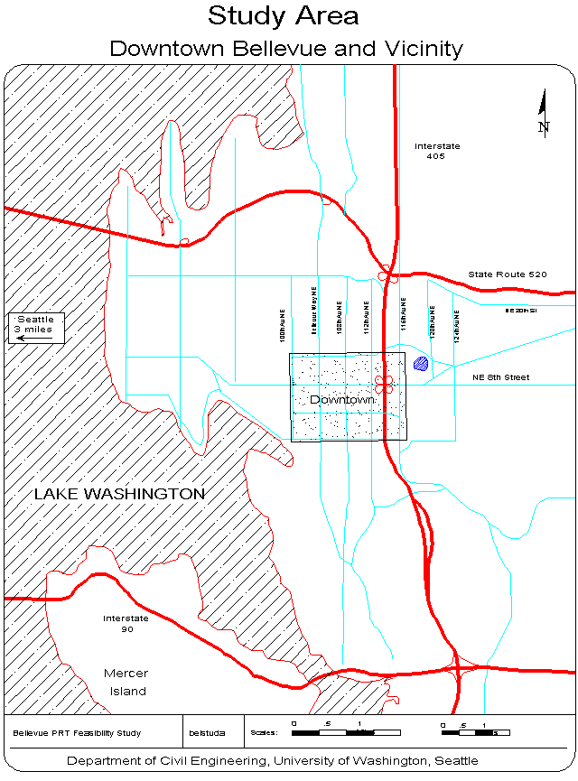 bellevue PRT study area
map