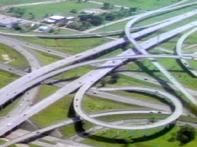 aerial view of freeway
interchange