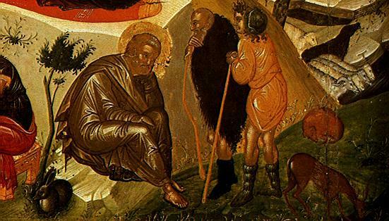 Dog, deer and hare in a 16th-century Nativity