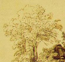 Rembrandt's Cottage Among Trees
