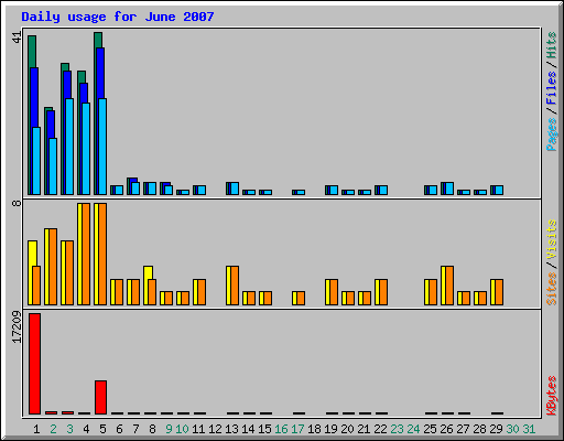 Daily usage for June 2007