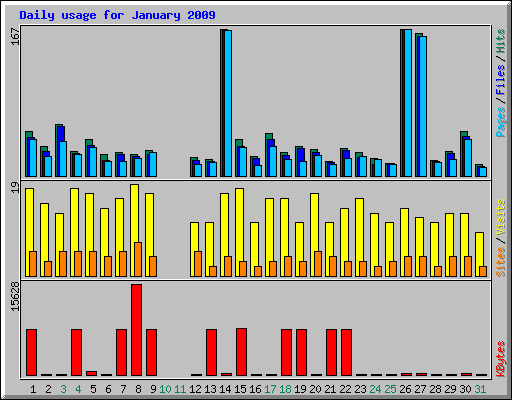 Daily usage for January 2009