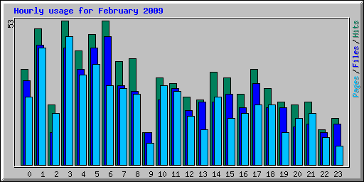 Hourly usage for February 2009