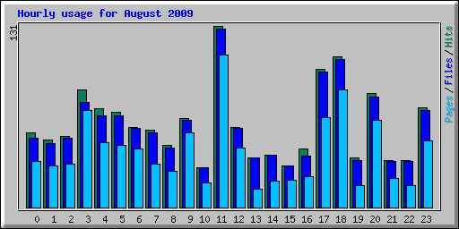 Hourly usage for August 2009