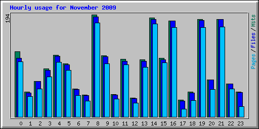 Hourly usage for November 2009