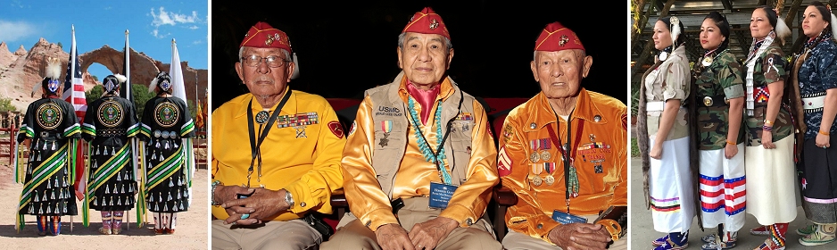 This image depicts indigenous veterans wearing their uniforms. 