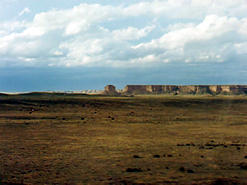 plain with mesas in the distance