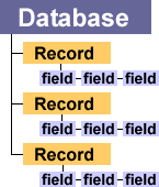 A database is made up of records. A record is made up of fields