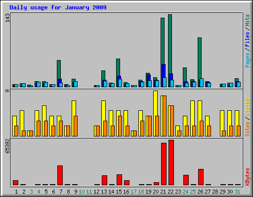 Daily usage for January 2009