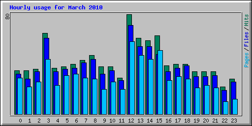 Hourly usage for March 2010