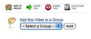 Screen shot of Viddler add video to group menu