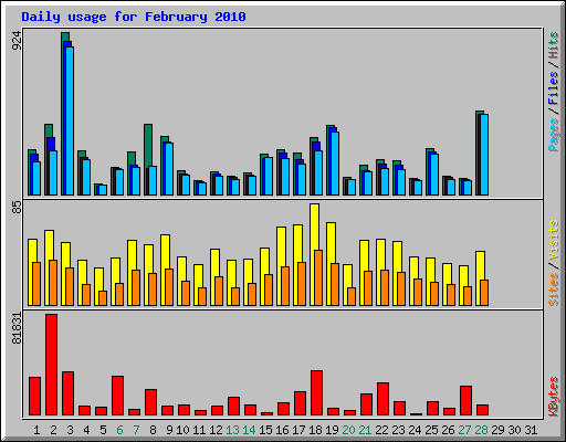Daily usage for February 2010