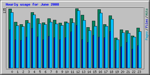 Hourly usage for June 2008