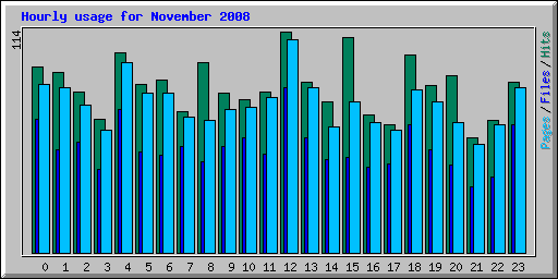 Hourly usage for November 2008