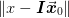 \norm{x - \mat{I}\vect{x}_{0}}