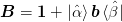 \mat{B} = \mat{1} +
  \ket{\uvect{\alpha}}\mat{b}\bra{\uvect{\beta}}