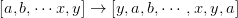 [a,b,\cdots x,y] \rightarrow [y,a,b,\cdots, x,y,a]