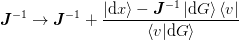 \mat{J}^{-1} \rightarrow \mat{J}^{-1}
     + \frac{\ket{\d{x}} - \mat{J}^{-1}\ket{\d{G}}\bra{v}}
            {\braket{v|\d{G}}}