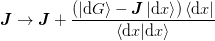 \mat{J} \rightarrow
   \mat{J} + \frac{(\ket{\d{G}} - \mat{J}\ket{\d{x}})\bra{\d{x}}}
                  {\braket{\d{x}|\d{x}}}