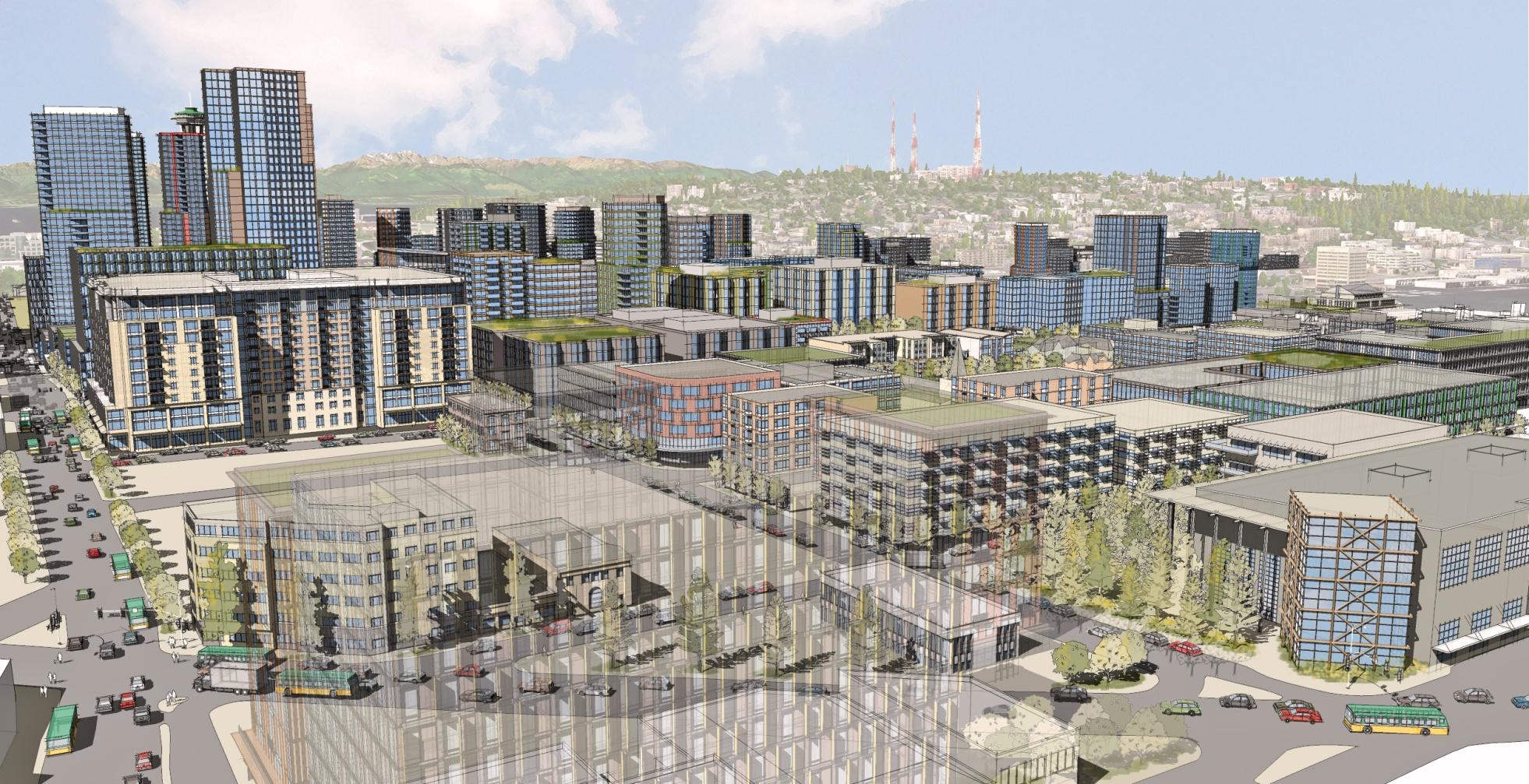 Rendering of Possible Future Buildings in South Lake Union · South