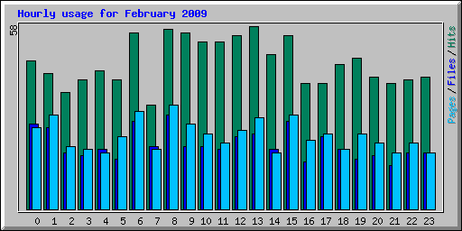Hourly usage for February 2009