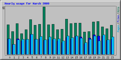 Hourly usage for March 2009