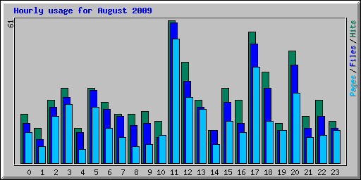 Hourly usage for August 2009