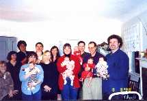Our Program for early
	parent Support (PEPS) group consists of (left to right) Rebecca, Karen,
	Bill, Elizabeth and Allison, Steve and Jack, Becky, Tish, Amy and Nona,
	Pierre and Dereck, Tim and Emma, and Rick and Laura!