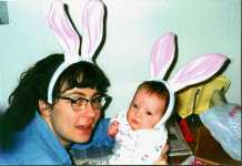 Laura and Mom play Easter Bunny