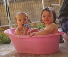 Taking a bath