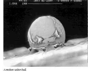a microscopic image of a molten solder ball